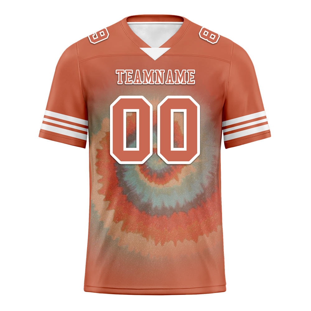 Custom Orange Tie Dye Orange Personalized Authentic Football Jersey FBJ02-bc0fa7d