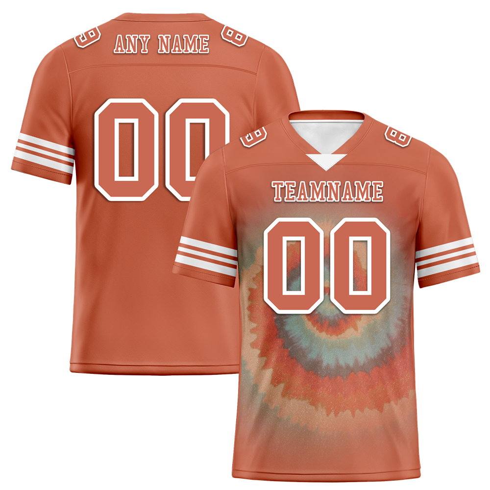 Custom Orange Tie Dye Orange Personalized Authentic Football Jersey FBJ02-bc0fa7d