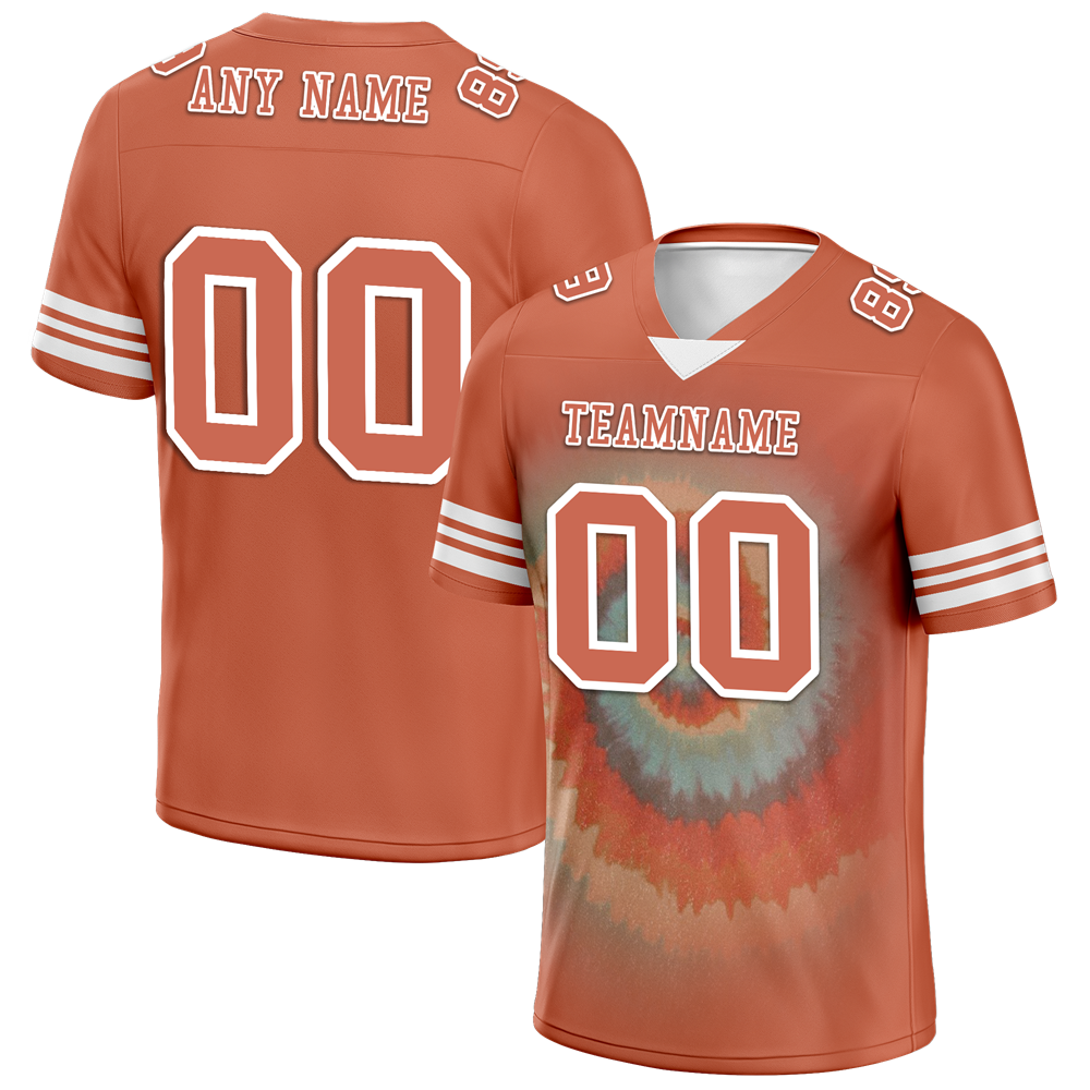 Custom Orange Tie Dye Orange Personalized Authentic Football Jersey FBJ02-bc0fa7d