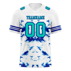 Custom White Tie Dye Aqua Personalized Authentic Football Jersey FBJ02-bc0fa7e