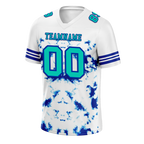 Custom White Tie Dye Aqua Personalized Authentic Football Jersey FBJ02-bc0fa7e