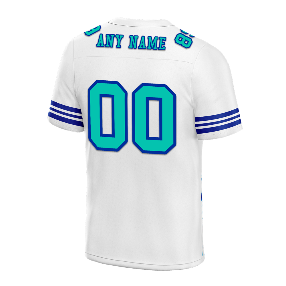 Custom White Tie Dye Aqua Personalized Authentic Football Jersey FBJ02-bc0fa7e