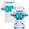 Custom White Tie Dye Aqua Personalized Authentic Football Jersey FBJ02-bc0fa7e