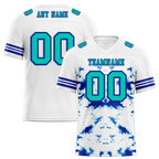 Custom White Tie Dye Aqua Personalized Authentic Football Jersey FBJ02-bc0fa7e