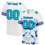 Custom White Tie Dye Aqua Personalized Authentic Football Jersey FBJ02-bc0fa7e