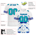 Custom White Tie Dye Aqua Personalized Authentic Football Jersey FBJ02-bc0fa7e