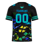 Custom Black Tie Dye Aqua Personalized Authentic Football Jersey FBJ02-bc0fa7f