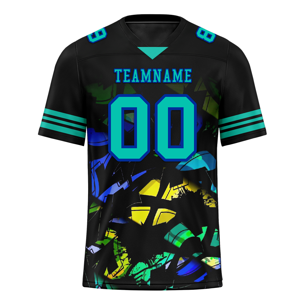 Custom Black Tie Dye Aqua Personalized Authentic Football Jersey FBJ02-bc0fa7f