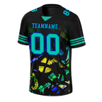 Custom Black Tie Dye Aqua Personalized Authentic Football Jersey FBJ02-bc0fa7f