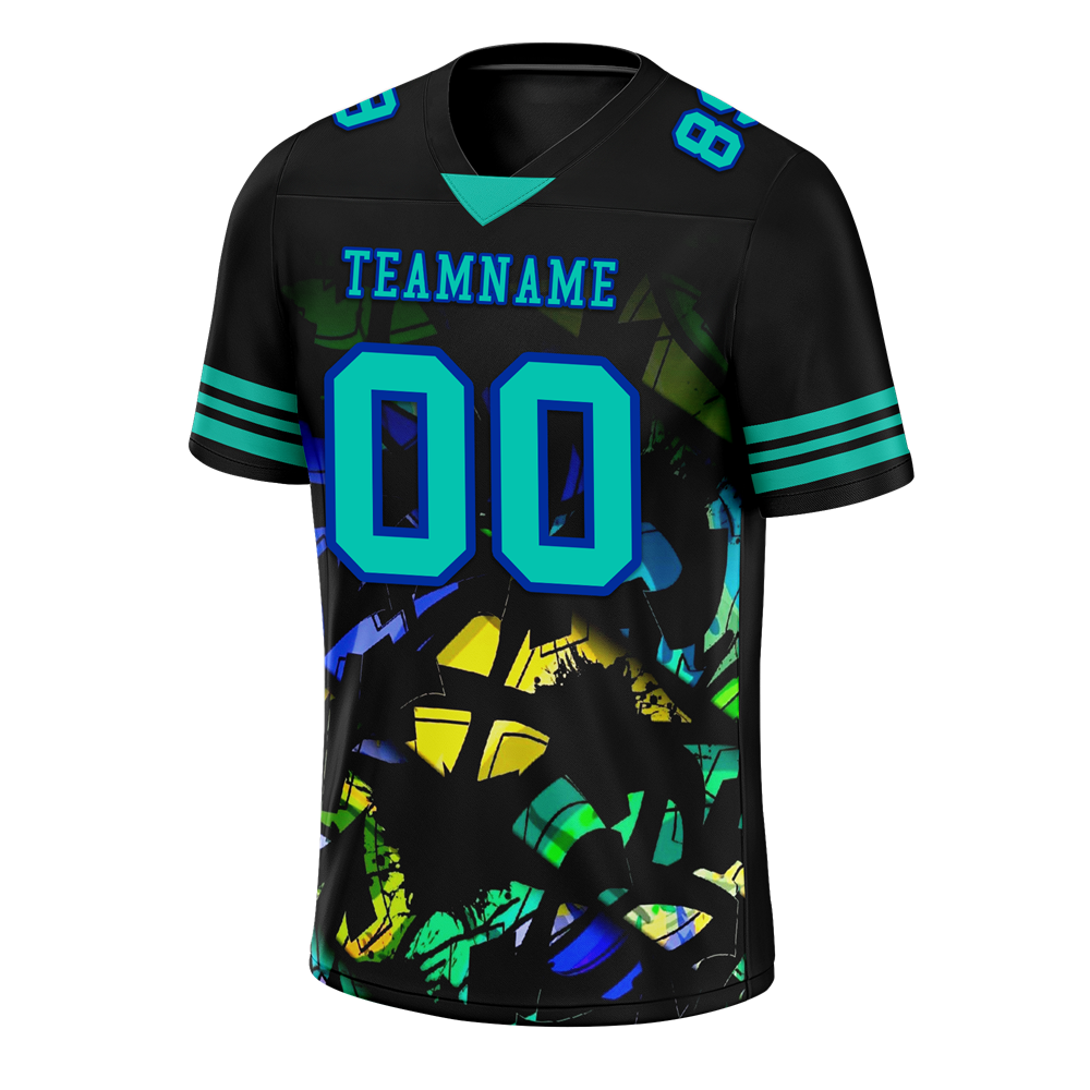 Custom Black Tie Dye Aqua Personalized Authentic Football Jersey FBJ02-bc0fa7f
