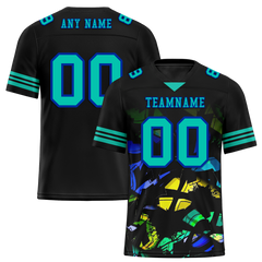 Custom Black Tie Dye Aqua Personalized Authentic Football Jersey FBJ02-bc0fa7f