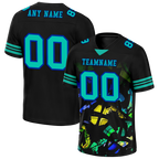Custom Black Tie Dye Aqua Personalized Authentic Football Jersey FBJ02-bc0fa7f
