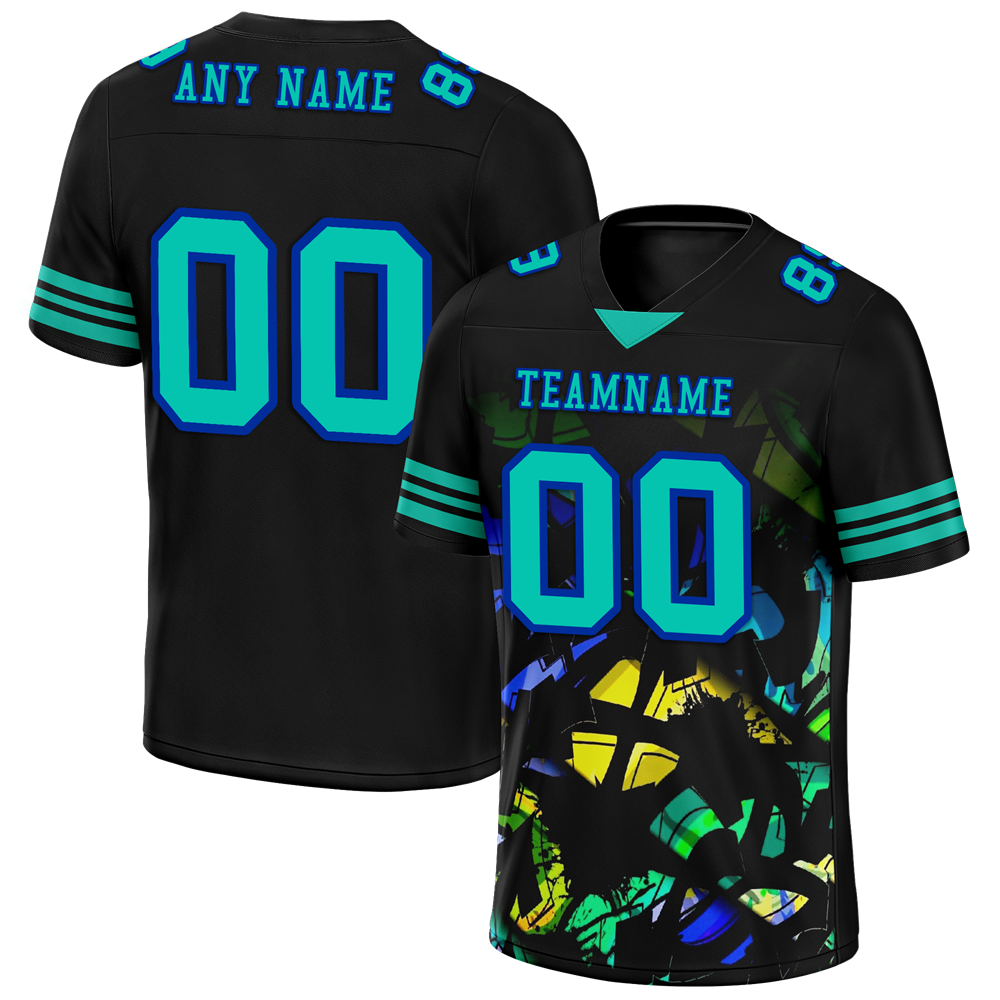 Custom Black Tie Dye Aqua Personalized Authentic Football Jersey FBJ02-bc0fa7f