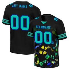 Custom Black Tie Dye Aqua Personalized Authentic Football Jersey FBJ02-bc0fa7f