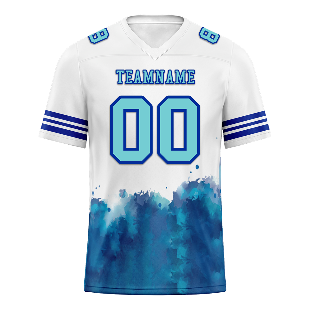 Custom White Aqua Tie Dye Aqua Personalized Authentic Football Jersey FBJ02-bc0fa77