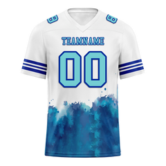 Custom White Aqua Tie Dye Aqua Personalized Authentic Football Jersey FBJ02-bc0fa77