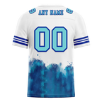 Custom White Aqua Tie Dye Aqua Personalized Authentic Football Jersey FBJ02-bc0fa77