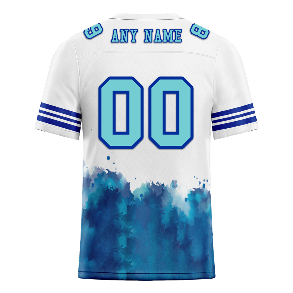 Custom White Aqua Tie Dye Aqua Personalized Authentic Football Jersey FBJ02-bc0fa77