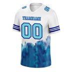 Custom White Aqua Tie Dye Aqua Personalized Authentic Football Jersey FBJ02-bc0fa77