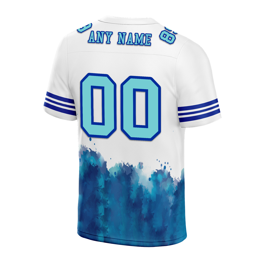 Custom White Aqua Tie Dye Aqua Personalized Authentic Football Jersey FBJ02-bc0fa77