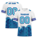 Custom White Aqua Tie Dye Aqua Personalized Authentic Football Jersey FBJ02-bc0fa77