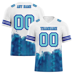 Custom White Aqua Tie Dye Aqua Personalized Authentic Football Jersey FBJ02-bc0fa77