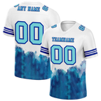 Custom White Aqua Tie Dye Aqua Personalized Authentic Football Jersey FBJ02-bc0fa77