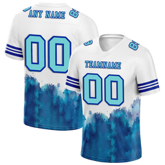 Custom White Aqua Tie Dye Aqua Personalized Authentic Football Jersey FBJ02-bc0fa77