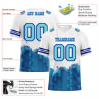 Custom White Aqua Tie Dye Aqua Personalized Authentic Football Jersey FBJ02-bc0fa77