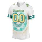 Custom White Aqua Tie Dye Yellow Personalized Authentic Football Jersey FBJ02-bc0fa78