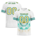 Custom White Aqua Tie Dye Yellow Personalized Authentic Football Jersey FBJ02-bc0fa78
