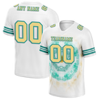 Custom White Aqua Tie Dye Yellow Personalized Authentic Football Jersey FBJ02-bc0fa78