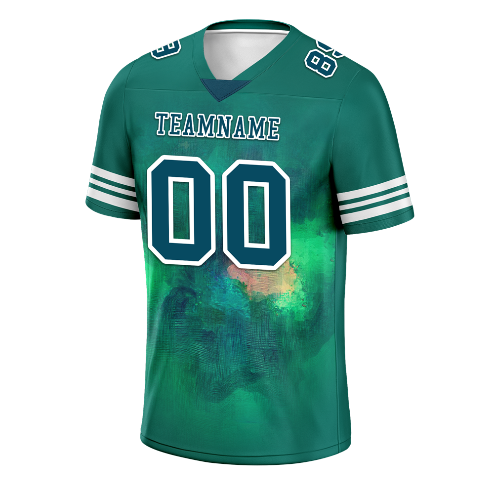 Custom Green Tie Dye Aqua Personalized Authentic Football Jersey FBJ02-bc0fa79