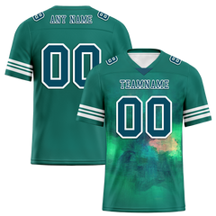 Custom Green Tie Dye Aqua Personalized Authentic Football Jersey FBJ02-bc0fa79