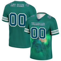 Custom Green Tie Dye Aqua Personalized Authentic Football Jersey FBJ02-bc0fa79