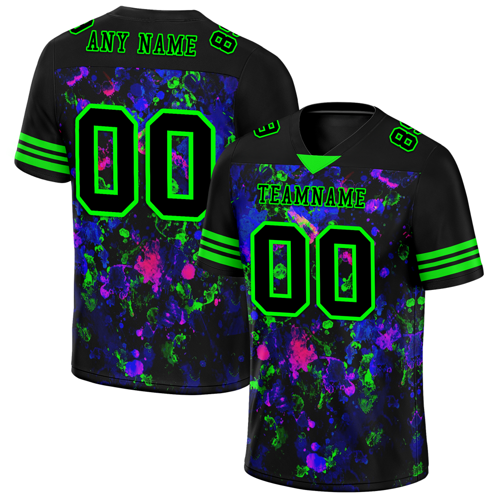 Custom Black Purple Tie Dye Black Personalized Authentic Football Jersey FBJ02-bc0fa80