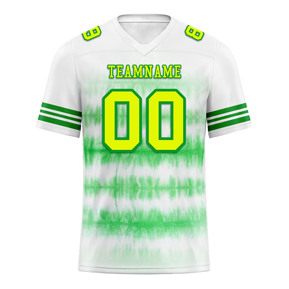 Custom White Green Tie Dye Yellow Personalized Authentic Football Jersey FBJ02-bc0fa8b