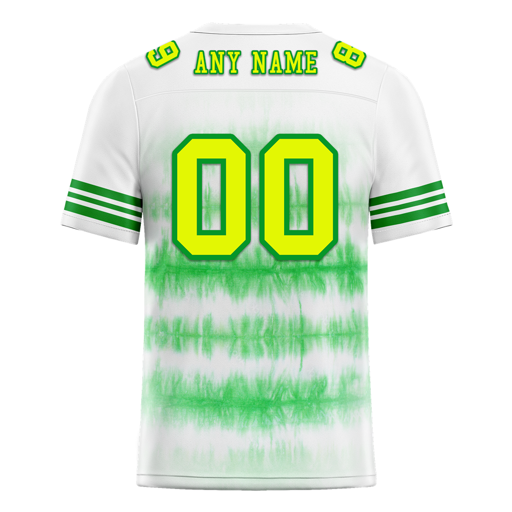 Custom White Green Tie Dye Yellow Personalized Authentic Football Jersey FBJ02-bc0fa8b
