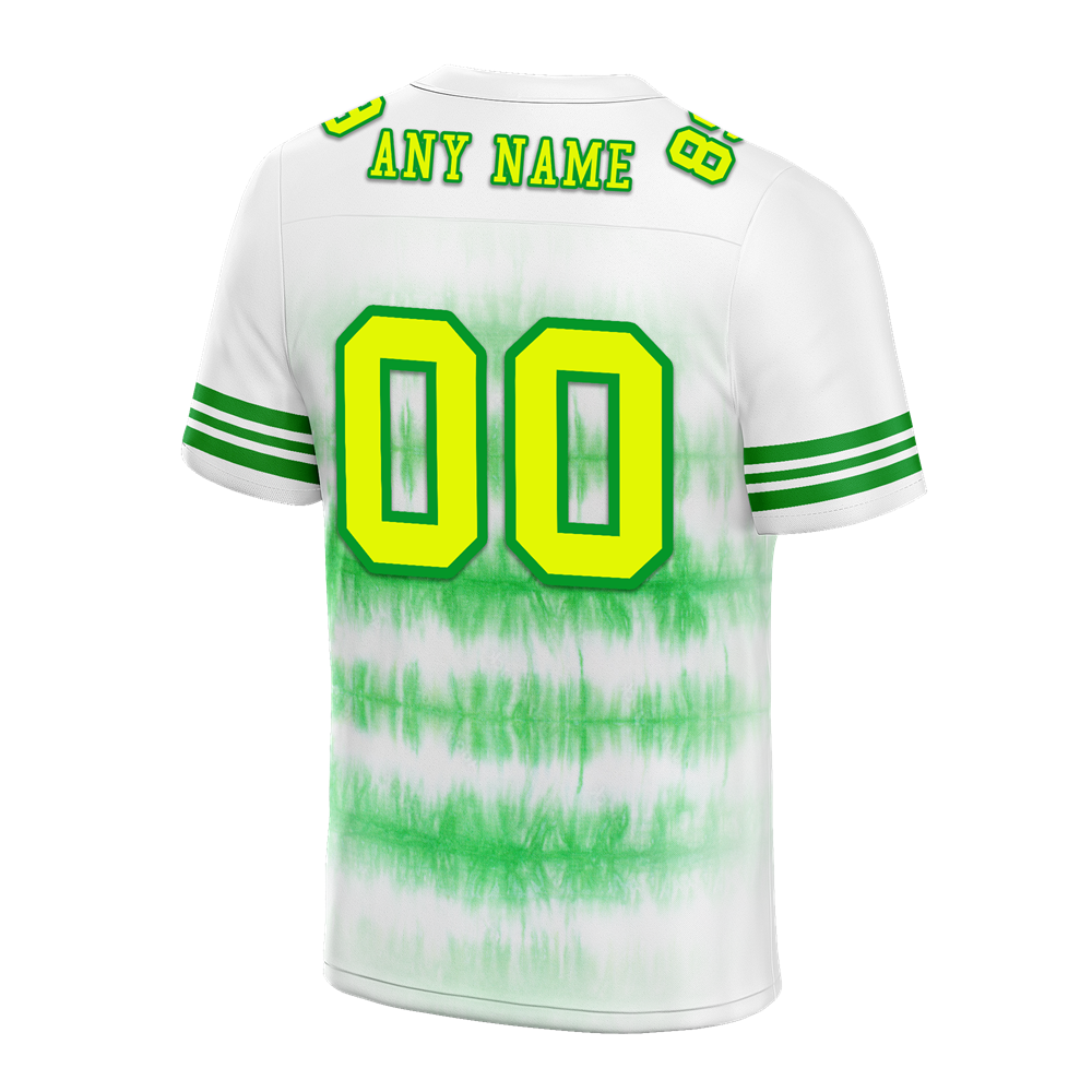 Custom White Green Tie Dye Yellow Personalized Authentic Football Jersey FBJ02-bc0fa8b