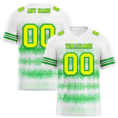 Custom White Green Tie Dye Yellow Personalized Authentic Football Jersey FBJ02-bc0fa8b