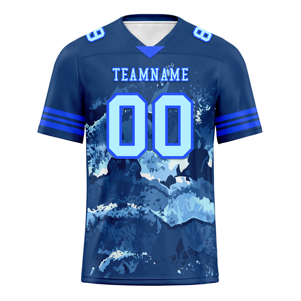 Custom Black Tie Dye Aqua Personalized Authentic Football Jersey FBJ02-bc0fa8d