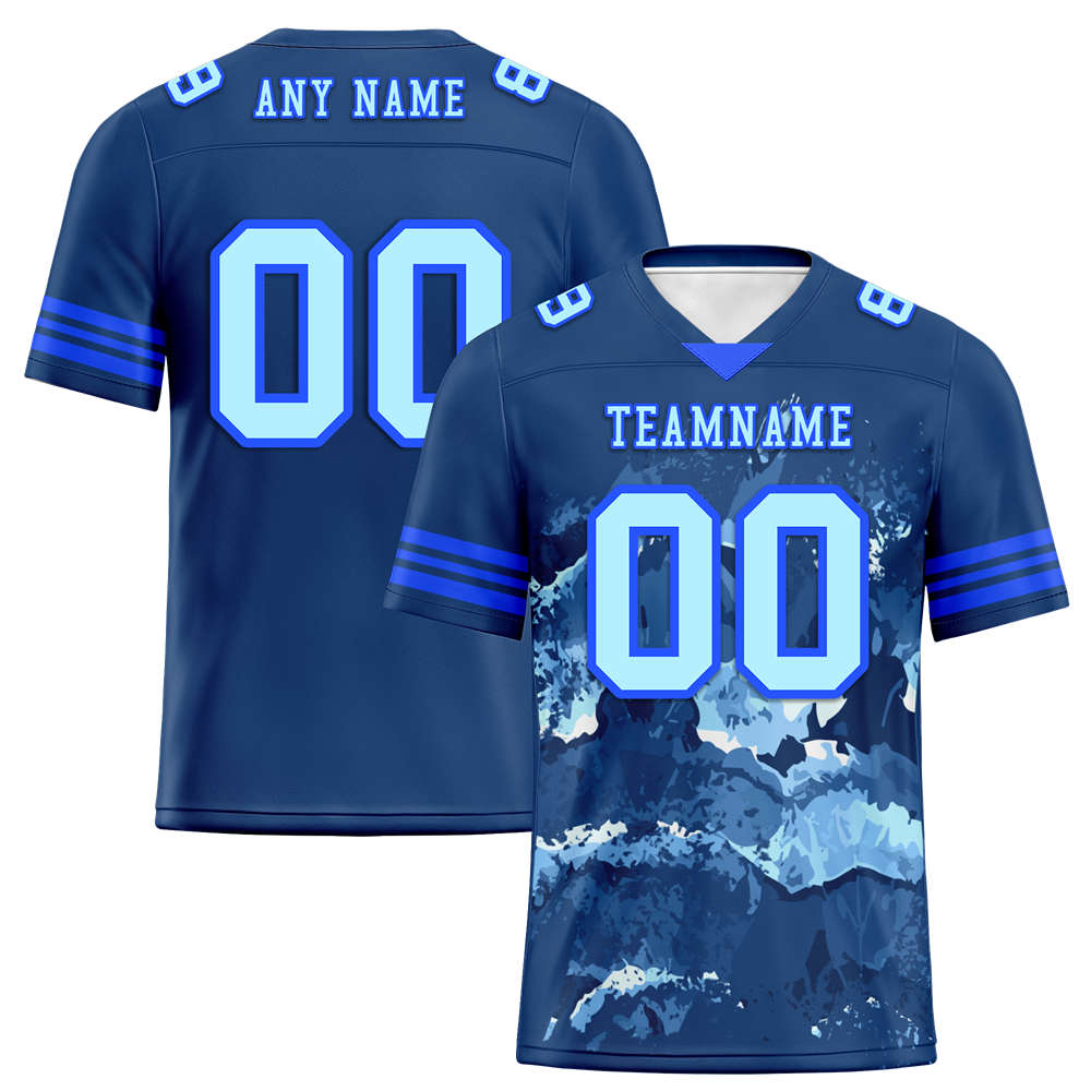 Custom Black Tie Dye Aqua Personalized Authentic Football Jersey FBJ02-bc0fa8d