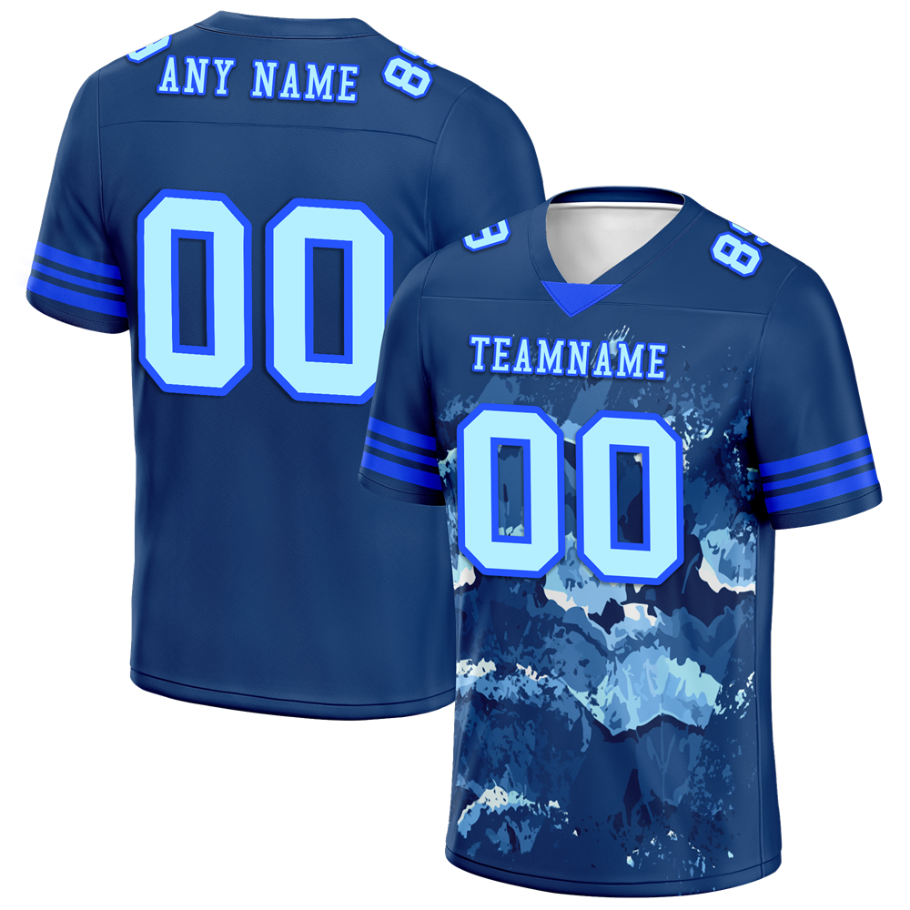 Custom Black Tie Dye Aqua Personalized Authentic Football Jersey FBJ02-bc0fa8d