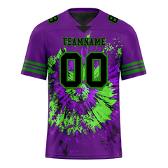 Custom Purple Tie Dye Black Personalized Authentic Football Jersey FBJ02-bc0fa8e