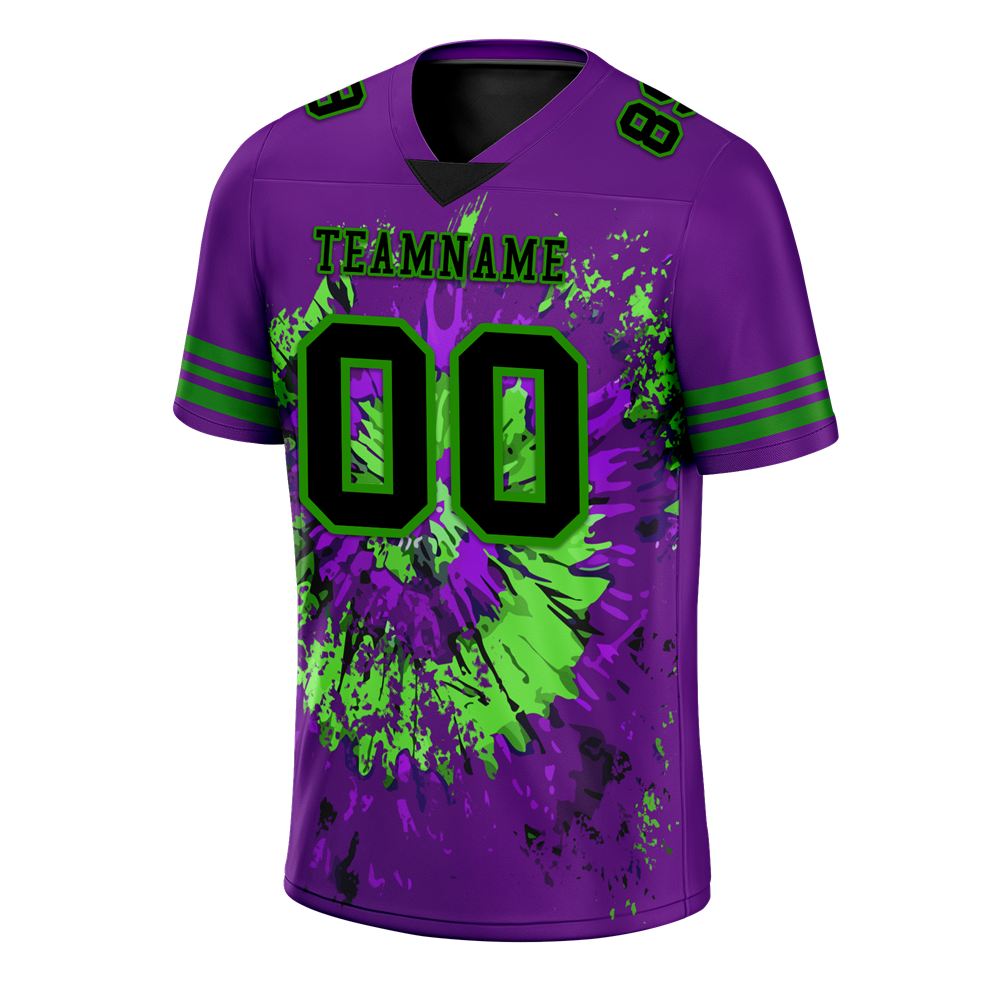 Custom Purple Tie Dye Black Personalized Authentic Football Jersey FBJ02-bc0fa8e