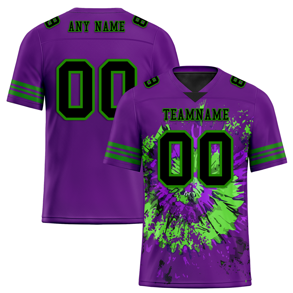 Custom Purple Tie Dye Black Personalized Authentic Football Jersey FBJ02-bc0fa8e
