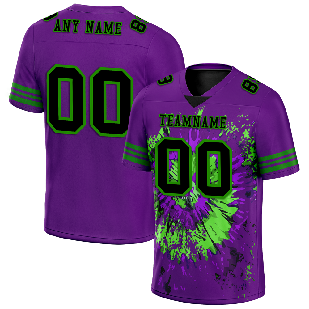 Custom Purple Tie Dye Black Personalized Authentic Football Jersey FBJ02-bc0fa8e