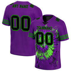 Custom Purple Tie Dye Black Personalized Authentic Football Jersey FBJ02-bc0fa8e