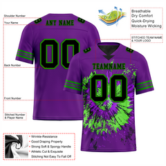 Custom Purple Tie Dye Black Personalized Authentic Football Jersey FBJ02-bc0fa8e