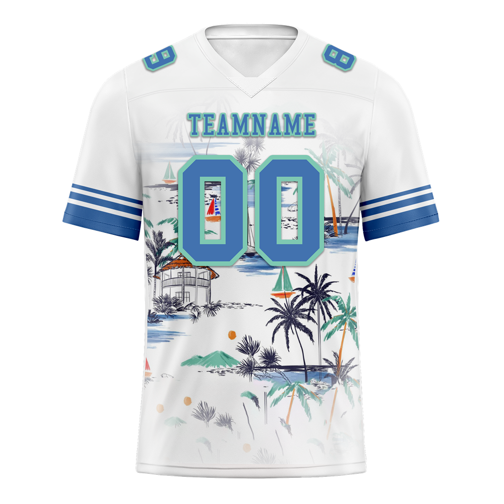 Custom White Tie Dye Aqua Personalized Authentic Football Jersey FBJ02-bc0fa8f